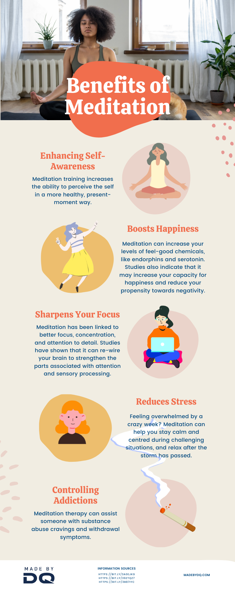 Benefits of Meditation Infographic. Infographics are one of the most popular content types for successful content marketing.