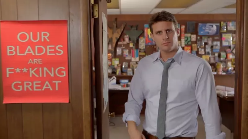 Dollar Shave Club's strong punchline: “Our blades are f**king great!”.